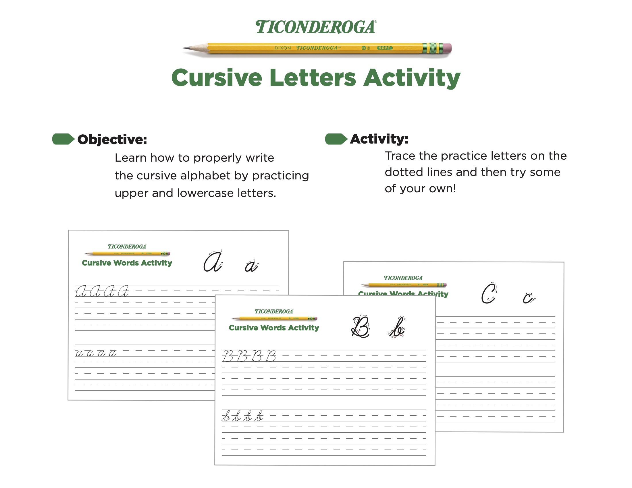 Cursive letters activity for practicing uppercase and lowercase handwriting skills.